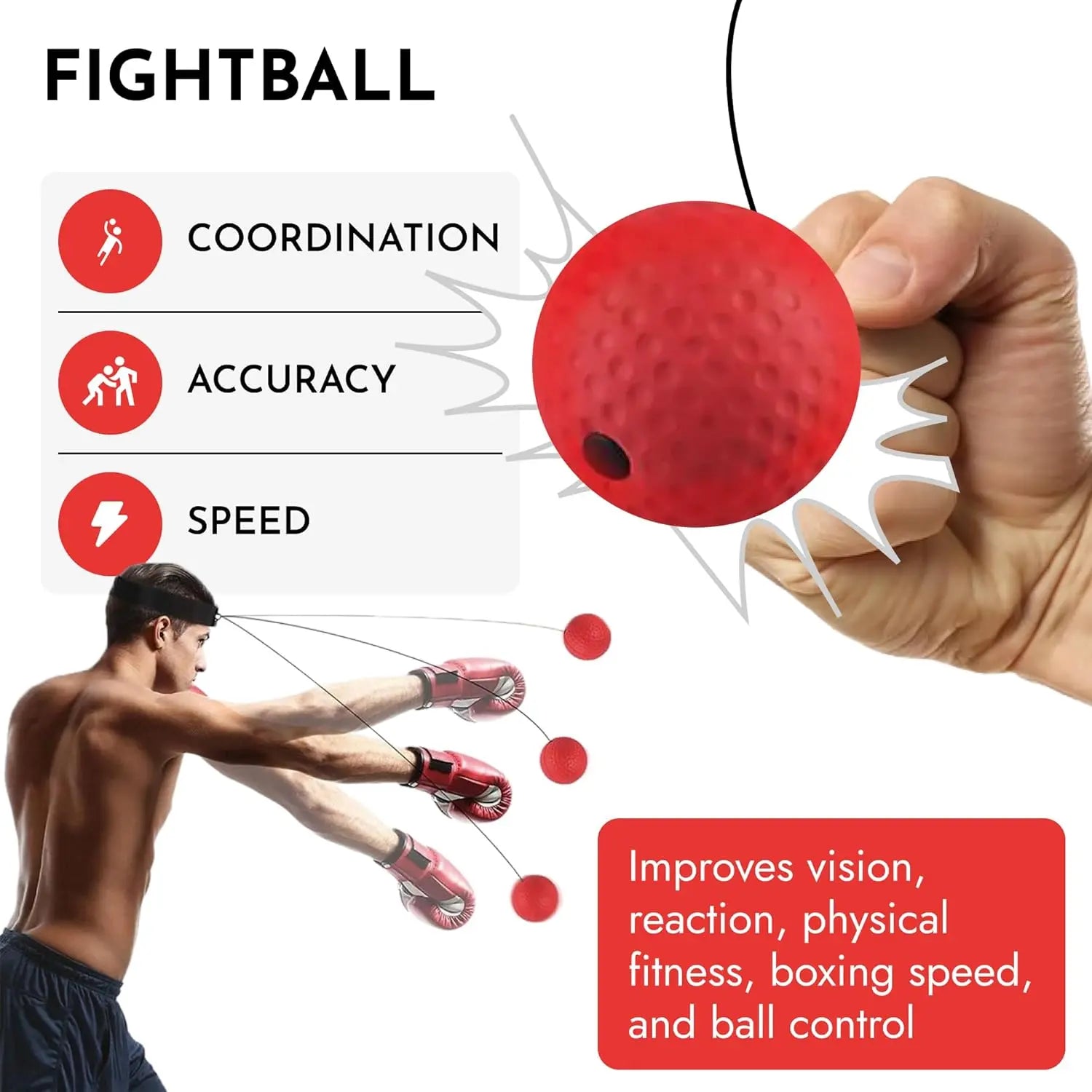 Boxing Training Speed Ball – Head-Mounted PU Reaction Ball for Hand-Eye Coordination and Fitness
