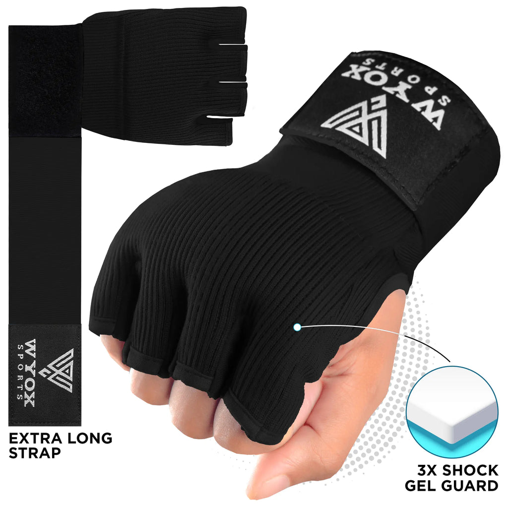 WYOX Gel Hand Wraps for Boxing Gloves, Quick 80Cm Wrist Wraps, Padded Knuckle Protection Boxing for Men, Women, Youth, Muay Thai, Kickboxing