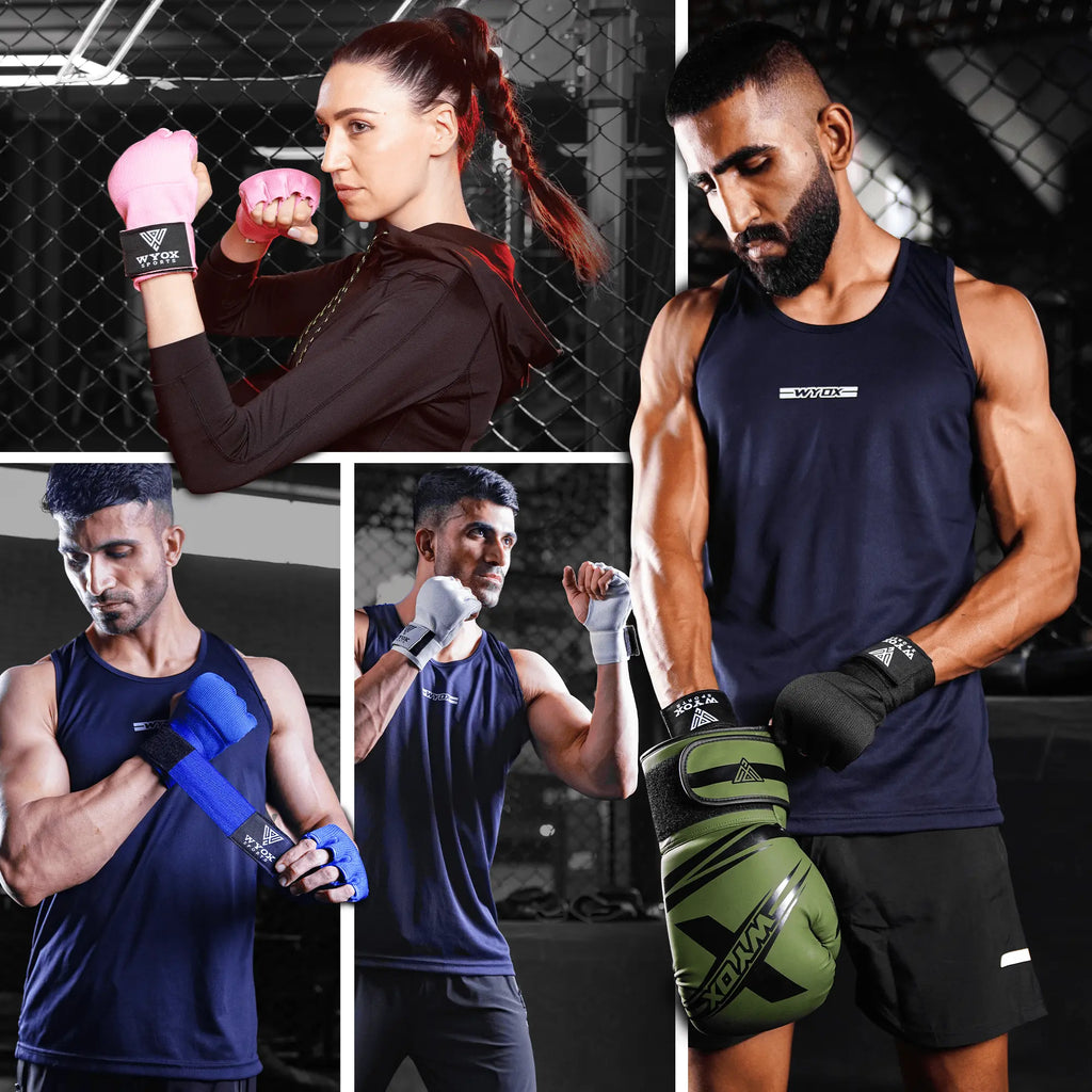 WYOX Gel Hand Wraps for Boxing Gloves, Quick 80Cm Wrist Wraps, Padded Knuckle Protection Boxing for Men, Women, Youth, Muay Thai, Kickboxing