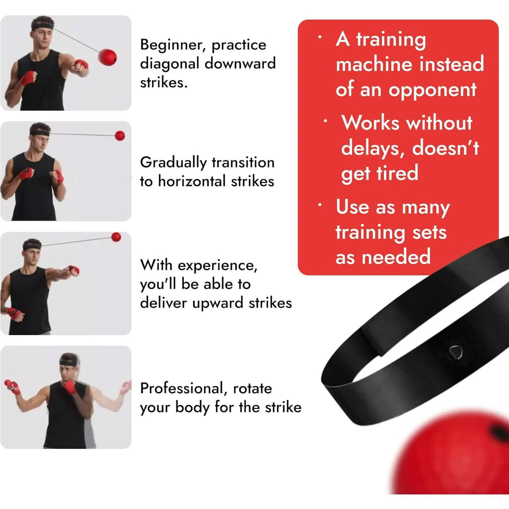 Boxing Training Speed Ball – Head-Mounted PU Reaction Ball for Hand-Eye Coordination and Fitness