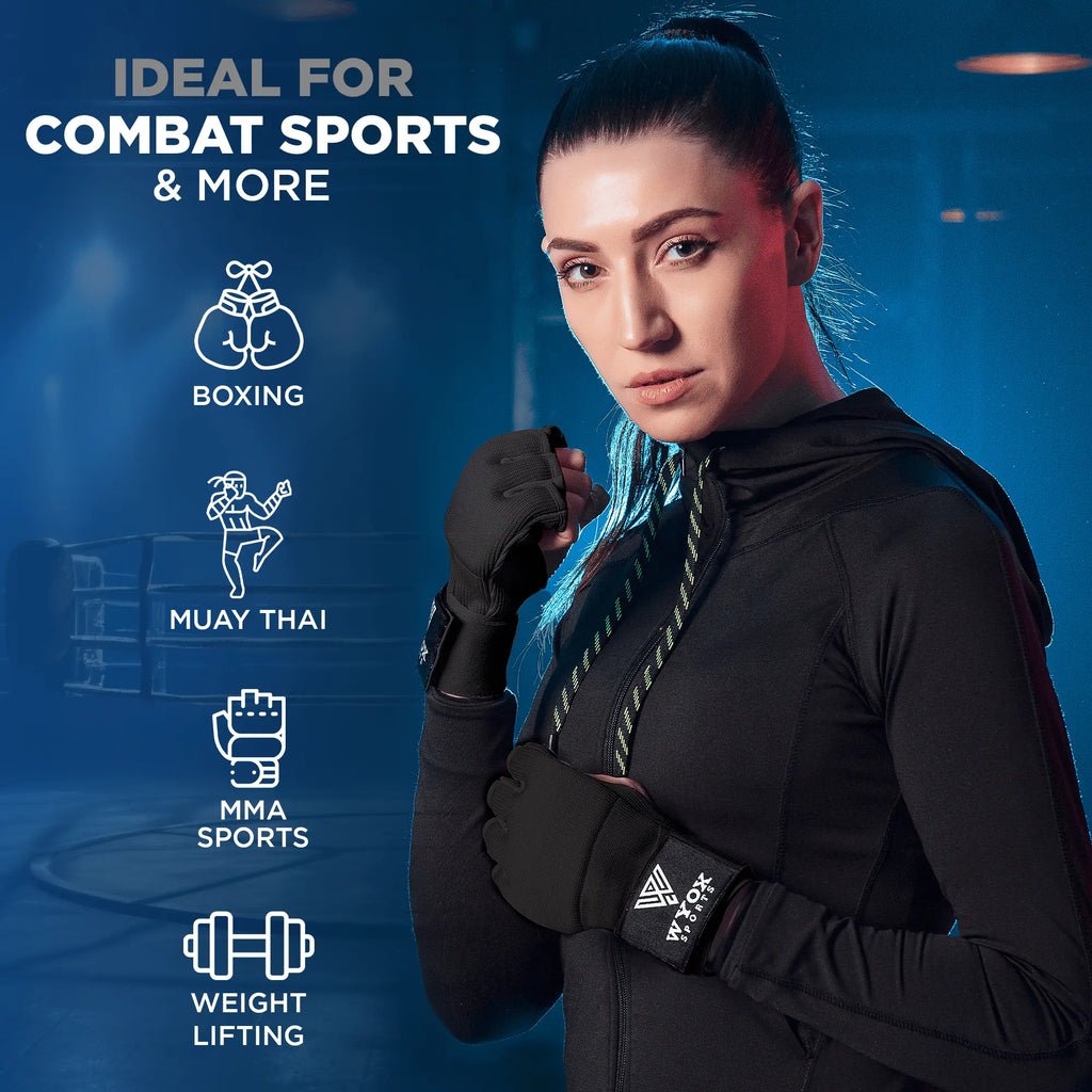WYOX Gel Hand Wraps for Boxing Gloves, Quick 80Cm Wrist Wraps, Padded Knuckle Protection Boxing for Men, Women, Youth, Muay Thai, Kickboxing