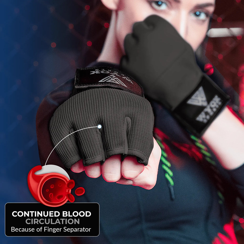 WYOX Gel Hand Wraps for Boxing Gloves, Quick 80Cm Wrist Wraps, Padded Knuckle Protection Boxing for Men, Women, Youth, Muay Thai, Kickboxing